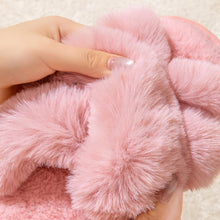 Load image into Gallery viewer, Women's Cross Band Faux Fur Indoor House Slippers