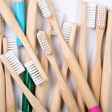 Load image into Gallery viewer, AT01 Eco-friendly round handle medium bristle manual bamboo toothbrushes
