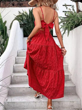 Load image into Gallery viewer, Red Spaghetti Straps Backless Vocation Dress for Women Max Bodycon with Bow DRE10
