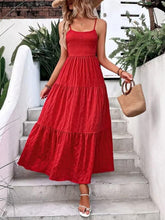 Load image into Gallery viewer, Red Spaghetti Straps Backless Vocation Dress for Women Max Bodycon with Bow DRE10
