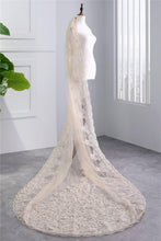 Load image into Gallery viewer, Long Single Tier Bling Bling Sequins Applique Lace Tulle Wedding Veils for Brides H16
