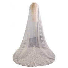 Load image into Gallery viewer, Long Single Tier Bling Bling Sequins Applique Lace Tulle Wedding Veils for Brides H16
