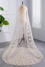 Load image into Gallery viewer, Long Single Tier Bling Bling Sequins Applique Lace Tulle Wedding Veils for Brides H16
