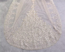 Load image into Gallery viewer, Long Single Tier Bling Bling Sequins Applique Lace Tulle Wedding Veils for Brides H16

