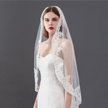 Load image into Gallery viewer, 1 Tier Applique Lace Bridal Wedding Veils Mantilla and Catholic Veil for Brides
