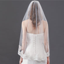 Load image into Gallery viewer, 1 Tier Applique Lace Bridal Wedding Veils Mantilla and Catholic Veil for Brides
